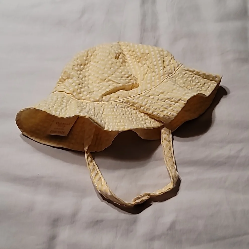 Oshkosh Baby Sun Hat Yellow White Check Print‎